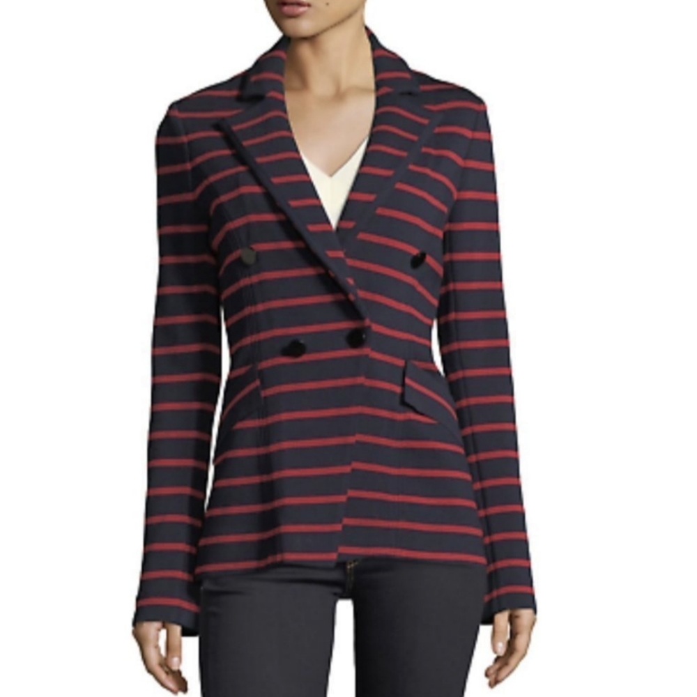 NWOT Veronica Beard Navy & Red Stripe Fontana Jacket Blazer